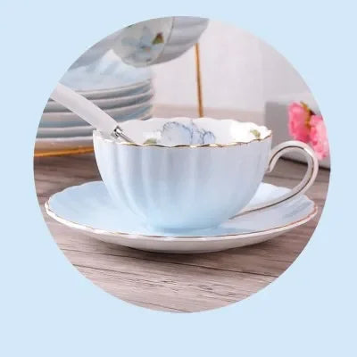 1-6PCS Pink Romantic Pumpkin Coffee Cup Set Kitchen Accessories Bone China Ceramics Tea Cup Organizer English Afternoon Red Tea